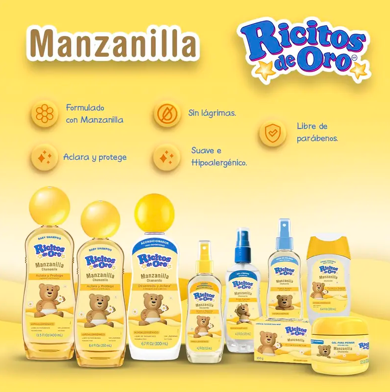 Grisi RICITOS DE ORO Colonia Hypoallergenic 100ml Gentle Fresh Fragrance for Babies Soft Non-Irritating Formula Care Spray Bottles