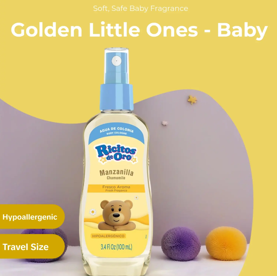 Grisi RICITOS DE ORO Colonia Hypoallergenic 100ml Gentle Fresh Fragrance for Babies Soft Non-Irritating Formula Care Spray Bottles